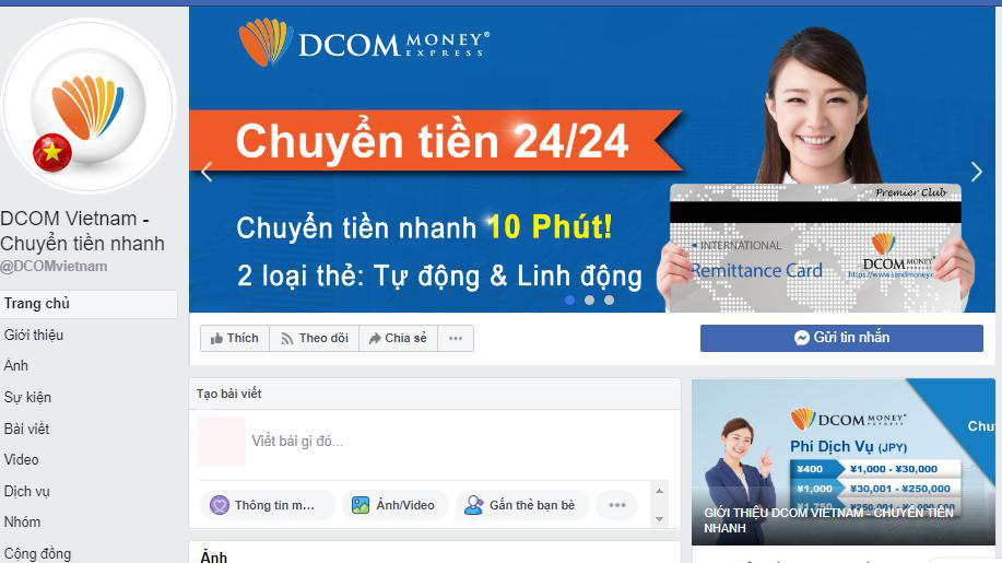 Fanpage của công ty DCOM