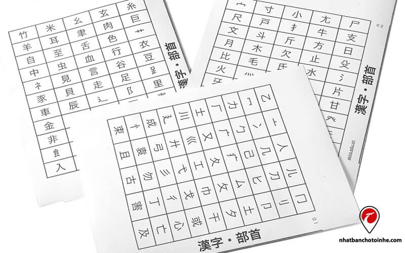 Học Kanji tiếng Nhật: Các bộ thủ trong tiếng Nhật