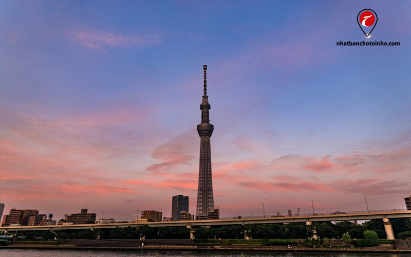 Du lịch Nhật Bản tháng 8: Tháp truyền hình Tokyo dưới chiều hoàng hôn