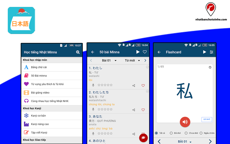 Phần mềm học tiếng Nhật Minna no Nihongo