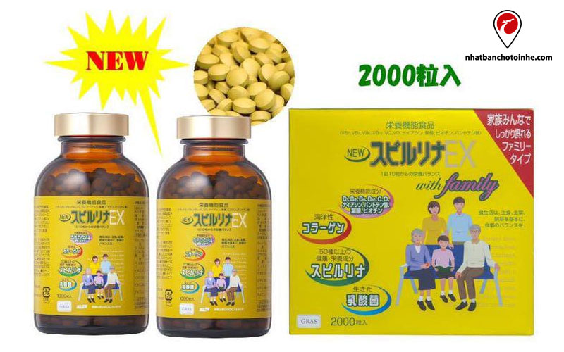 Hộp tảo Spirulina Family EX 2000 viên dùng được cho cả gia đình