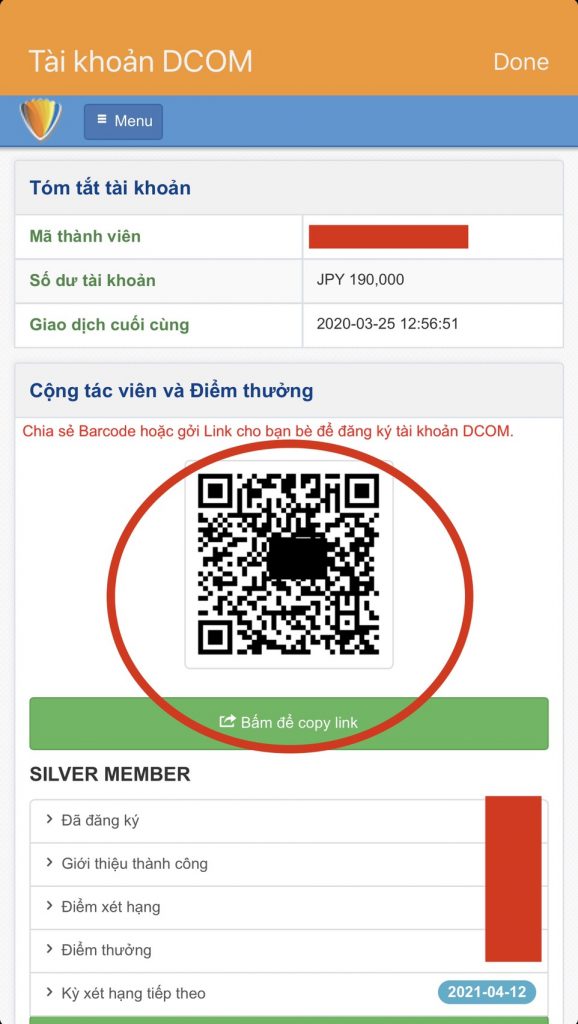 Ảnh minh hoạ mã Qr DCOM cấp cho cộng tác viên.